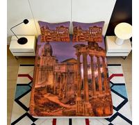 Lenzuolo aderente 3D Stampato Rovine Romane Microfibra Tasche profonde Set letto camera da letto Coprimaterasso Rovine Romane Avvolgente per adulti 120x200x25cm