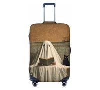 Lenzuolo bianco con stampa di fantasmi nella vasca da bagno, copertura elastica per bagagli da viaggio, antipolvere, antigraffio, adatta per valigie da 56-61 cm