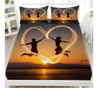 Lenzuolo con Angoli 120x200cm Tasca da 30cm Tema D'Amore Romantico Set Di Biancheria Da Letto Morbido Ipoallergenico Copriletto Giallo Chiaro Lenzuolo con Angoli Bambini e Adolescenti