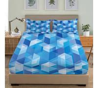 Lenzuolo con Angoli 140x200cm Tasca da 30cm Geometria Dello Spazio Solido Set Di Biancheria Da Letto Morbido Ipoallergenico Copriletto Blu Lenzuolo con Angoli Bambini e Adolescenti