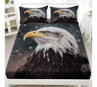 Lenzuolo con Angoli 180x200 cm in Microfibra Primo Piano Dell'Aquila Calva Lenzuola con Angoli Elasticizzato con Tasca Profonda 30 cm Bianco Traspirante per Letto Matrimoniale