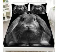 Lenzuolo con Angoli 180x200cm Tasca da 30cm Coniglio Ariete Animale Set Di Biancheria Da Letto Morbido Ipoallergenico Copriletto Nero Lenzuolo con Angoli Bambini e Adolescenti