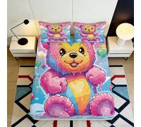 Lenzuolo con Angoli 3D Bear Cartoon Microfibra Tasca Profonda Antiscivolo Bear Mattress Fitted Cover Lavabile Completo Letto Camera 90x200x25cm
