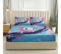 Lenzuolo con Angoli 3D Foresta Rustica Creature Giungla, 180 x 200 Blu Microfibra Premium Morbida e Traspirante, Set Letto con 2 Federe per Camera da Letto