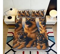 Lenzuolo con Angoli 3D Printed Pastor Tedesco Microfibra Tasca Profonda Camera da Letto Completo Letto Motivo Cane Mattress Fitted Cover Antiscivolo Lavabile 180x200x25cm