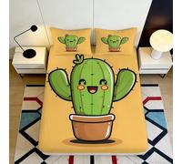 Lenzuolo con angoli 3D Printing cactus cartoon Microfibra tasca profonda completo letto camera Cactus Mattress Fitted Cover antiscivolo lavabile adulti giovani 200x200x25cm