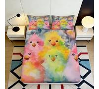 Lenzuolo con Angoli 3D Printing Pulcini Colorati Microfibra Tasche Profonde Antiscivolo Camera da Letto Pulcino Colorato Mattress Fitted Cover per Adulti/Ragazzi 120x200x25cm