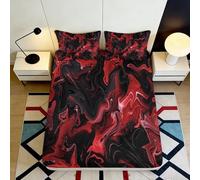 Lenzuolo con Angoli 3D Red Black Marble Microfibra Antiscivolo Deep Pocket Red Marble Mattress Fitted Cover per Camera da Letto 180x200x25cm