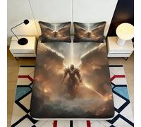 Lenzuolo con Angoli 3D Stampa Ali d’Angelo Microfibra Profondo Camera Da Letto Coprimaterasso Angeli Antiscivolo Lavabile 140x200x25cm