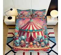 Lenzuolo con Angoli 3D Stampa Circo Animali Microfibra Deep Pocket Letto Casa Circo Mattress Fitted Cover Antiscivolo Lavabile 180x200x25cm