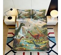 Lenzuolo con Angoli 3D Stampa Dinosauri Microfibra Tasca Profonda Antiscivolo Copri Materasso Dinosauro Lavabile per Camera da Letto Adulti Giovani 200x200x25cm