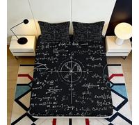 Lenzuolo con angoli 3D Stampa Formula Matematica Microfibra Tasca Profonda Antiscivolo Set Letto Camera Disegno Matematico Coprimaterasso Lavabile Tutte le età 90x200x25cm