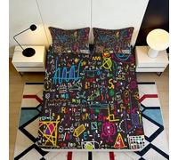 Lenzuolo con angoli 3D stampa matematica Microfibra tasca profonda Letto camera Coprimaterasso matematica antiscivolo lavabile per adulti giovani 90x200x25cm