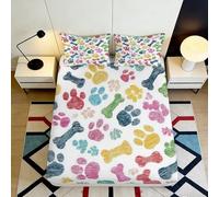 Lenzuolo con Angoli 3D Stampa Orme Colorate Microfibra Tasca Profonda Cameretta Orme Mattress Fitted Cover Antiscivolo Lavabile 90x200x25cm