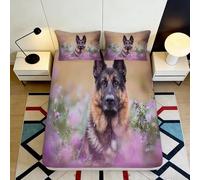 Lenzuolo con Angoli 3D Stampa Pastore Tedesco Microfibra Tasca Profonda Biancheria Camera Coprimaterasso Fitted Cover Antiscivolo Lavabile 120x200x25cm
