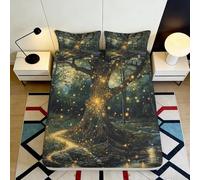 Lenzuolo con angoli 3D stampato albero foresta Microfibra Tasca profonda Antiscivolo Camera Letto Coprirete Matrimoniale Lavabile Avvolgente 180x200x25cm