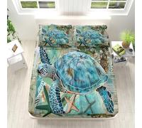 Lenzuolo con Angoli 90x190cm,Tartaruga Marina Lenzuolo con Angoli Morbida Microfibra per Letti Boxspring, Lenzuolo con Angoli con Fascia Elastica Tasca Profonda 30 cm, per Bambini e Adulti