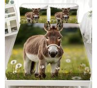 Lenzuolo con Angoli 90x200 Tasca da 30cm Asino Animale Da Pastore Set Di Biancheria Da Letto Morbido Ipoallergenico Copriletto Verde Lenzuolo con Angoli Bambini e Adolescenti