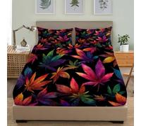 Lenzuolo con Angoli 90x200cm Foglie Di Cannabis Di Fantasia Tasca Profondità 30cm, Traspirante Elasticizzati Microfibra Colorato Lenzuolo con Angoli Per Ragazzi e Ragazze