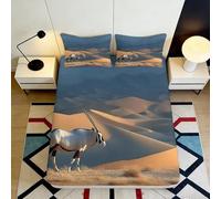Lenzuolo con angoli antilope del deserto 3D stampa microfibra tasca profonda antiscivolo coprimaterasso camera 200x200x25cm