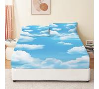 Lenzuolo Con Angoli Cielo Nuvole Tranquillità Microfibra Letto Singolo Matrimoniale Una Piazza E Mezza 180 X 200 Cm Lenzuolo Ed Elastici, Profonde 30 Cm Antiscivolo Traspiranteblu Scuro Blu Brillante