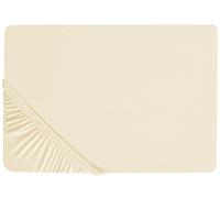 Lenzuolo con angoli cotone beige 180 x 200 cm coprimaterasso elasticizzato Janbu