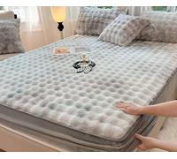 Lenzuolo con angoli da uomo, morbido, per l'inverno, super king size, grigio chiaro, soffice velluto latte, 180 cm di larghezza x 200 cm di lunghezza, 1 pezzo