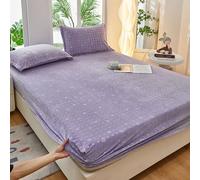 Lenzuolo con angoli elasticizzati 120 x 200, Fitted Sheet Inverno Velluto Tinta Unita con Motivo Cuore Rettangolare Morbido