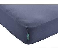 Lenzuolo con angoli elasticizzati "Berlino", 140 x 200 + 30 cm, colore blu scuro, delicato sulla pelle, per letti da boxe, materassi fino a 30 cm di altezza, 202092
