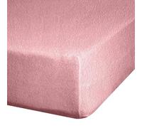 Lenzuolo con angoli elasticizzati, in spugna, in cotone, 200 x 220 cm, colore: rosa