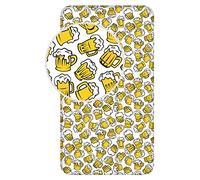 Lenzuolo con angoli elasticizzati per birra, divertente, in vetro da birra, 90 x 200 cm + 25 cm, 100% cotone