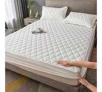 Lenzuolo con angoli elasticizzati per letto a molle, 150 x 190 cm, in cotone e poliestere, impermeabile, lenzuolo bianco tinta unita, altezza materasso fino a 25 cm