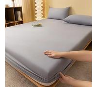 Lenzuolo con angoli elasticizzati per materassi di altezza fino a 25 cm, misto cotone/poliestere, lenzuolo con angoli elasticizzati, in jersey, colore grigio | COTSHE (90 x 200 cm)