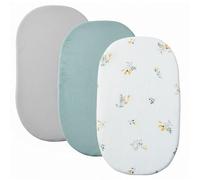 Lenzuolo con angoli elasticizzati per passeggino, 42 x 81 cm, in mussola, 100% cotone, morbido e traspirante, adatto per culla e lettino, set da 3 (verde, 42 x 81 cm)