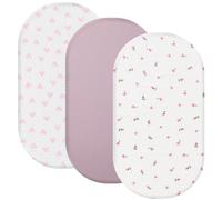 Lenzuolo con angoli elasticizzati per passeggino, 81 x 42 cm, in mussola, 100% cotone, morbido e traspirante, adatto per culla e lettino, delicato sulla pelle del bambino, set da 3 (rosa, 42 x 81 cm)