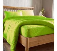 Lenzuolo con angoli extra profondi 30 cm, in pile Teddy, in tinta unita, termico, caldo e comodo, morbido, lussuoso (lime, solo coppia di federe)