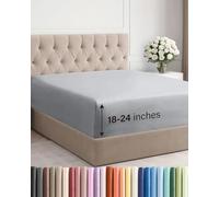 Lenzuolo con angoli extra profondi per letto California King - Lenzuolo singolo di lusso per hotel, adatto per materassi da 46 cm a 61 cm - Ultra morbido, non crea pieghe con angoli extra profondi