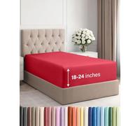 Lenzuolo con angoli extra profondi per letto singolo, si adatta facilmente a materassi da 45,7 a 61 cm, ultra morbido, senza pieghe, con tasche extra profonde, facile da pulire, traspirante e