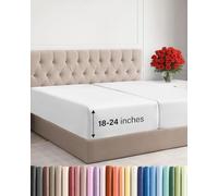 Lenzuolo con angoli extra profondi Split King - Solo lenzuolo con angoli singolo di lusso stile hotel - Si adatta facilmente a materassi da 45,7 cm a 61 cm - Morbido, senza grinze, traspirante e