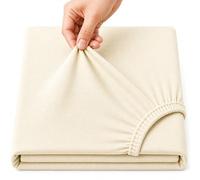 Lenzuolo con angoli extra profondi Super King Size | Coprimaterasso Super King in jersey di cotone | Lenzuolo con angoli elasticizzati color crema Super King Size | Lenzuola super morbide (Super King, Crema) La confezione può variare