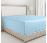 Lenzuolo con angoli in cotone 100% a fibre lunghe, per letto king size, 150 x 200 + 30 cm, morbido e rinfrescante a 400 fili, in tessuto rasatello simile al cotone egiziano (color azzurro)