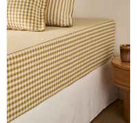 Lenzuolo con angoli in cotone seersucker 30 cm, ASSENZIO COTTAGE Giallo 140 x 190 cm