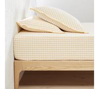 Lenzuolo con angoli in cotone seersucker 30 cm, COTTAGE GIALLO Giallo 160 x 200 cm
