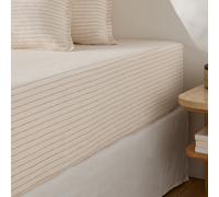 Lenzuolo con angoli in lino lavato balza 30 cm, Linot Rayé Bianco 90 x 190 cm