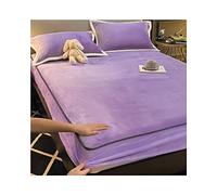 Lenzuolo con angoli in pile in flanella super morbido e caldo lenzuolo con angoli elasticizzati in peluche for letto letto singolo matrimoniale king super king ( Color : Purple , Size : Fitted Sheet 2