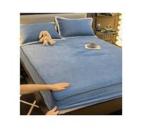 Lenzuolo con angoli in pile in flanella super morbido e caldo lenzuolo con angoli elasticizzati in peluche for letto letto singolo matrimoniale king super king ( Color : Blue , Size : Fitted Sheet 200