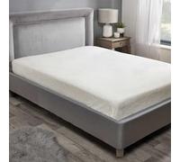 Lenzuolo con angoli in pile Sherpa, accogliente, caldo, per letto matrimoniale, colore: panna