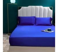 Lenzuolo con angoli in seta di gelso naturale, morbido, tinta unita, in vera seta, per letto singolo, matrimoniale, king size, con fascia elastica