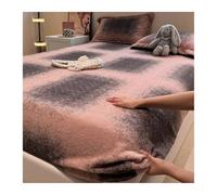 Lenzuolo con angoli in velluto Queen Super King Lusso Super Morbido Comodo Lenzuolo inferiore in flanella for autunno inverno e primavera(Pink gray,180x200+25cm)