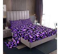 Lenzuolo con angoli leopardato viola con ghepardo di pelle set lenzuola di lusso splendido copripiumino con 1 lenzuolo con angoli + 2 federe matrimoniali